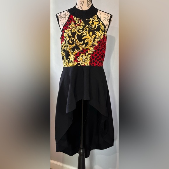 🌟 🌟NY & Co 7th Ave High-Low Halter Tunic Blouse - Yellow, Red, Black🌟🌟 - Picture 3 of 15